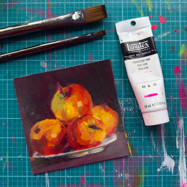 Apple Stack, 5x5, Acrylic on Illustration Board