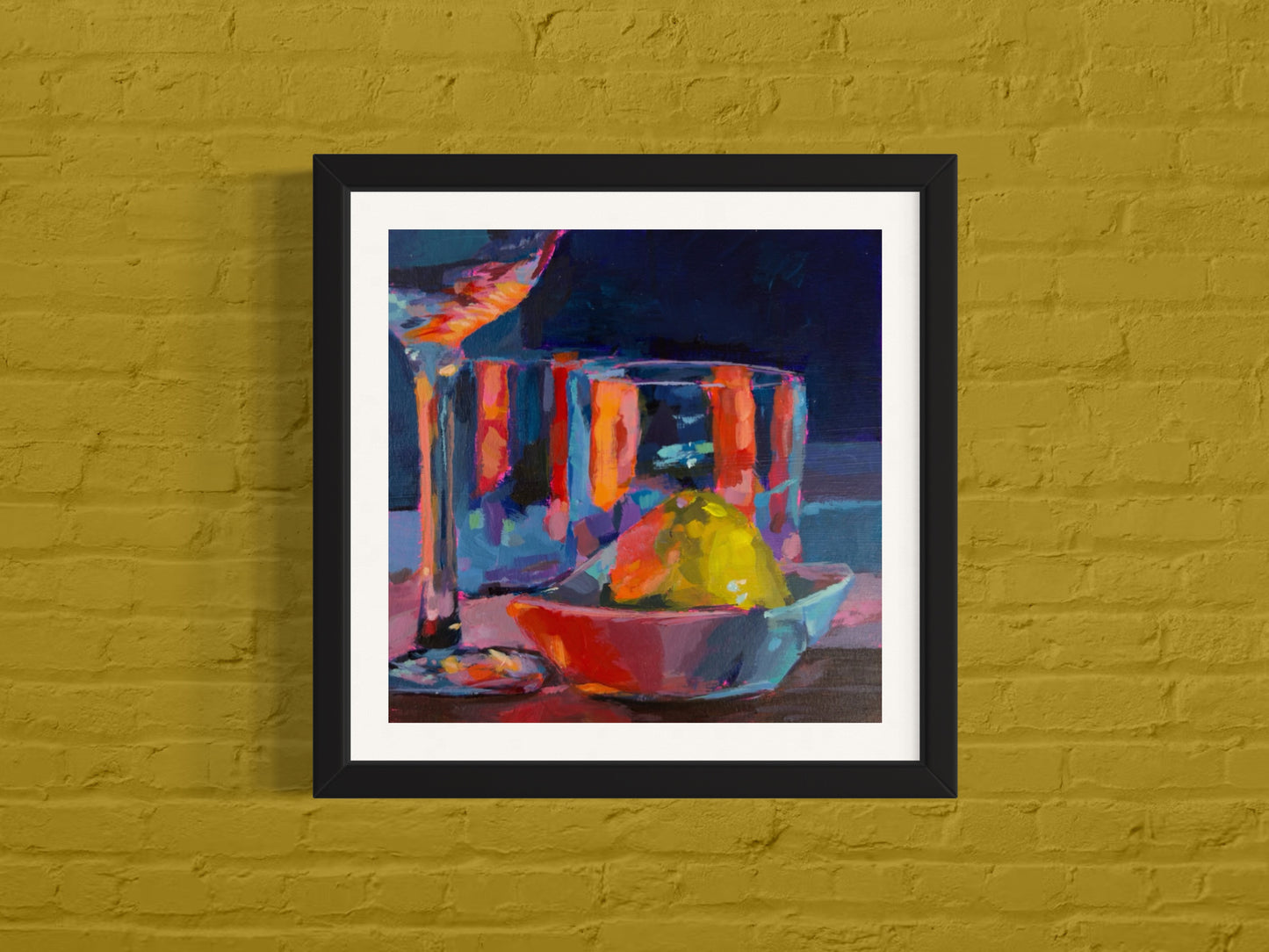 Martini Glass and Lemons, Art Print, Square Print