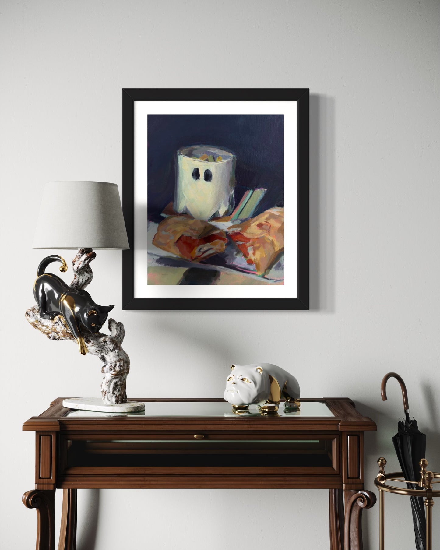 Ghost Mug and Roni Roll, 8 x 10, Art Print