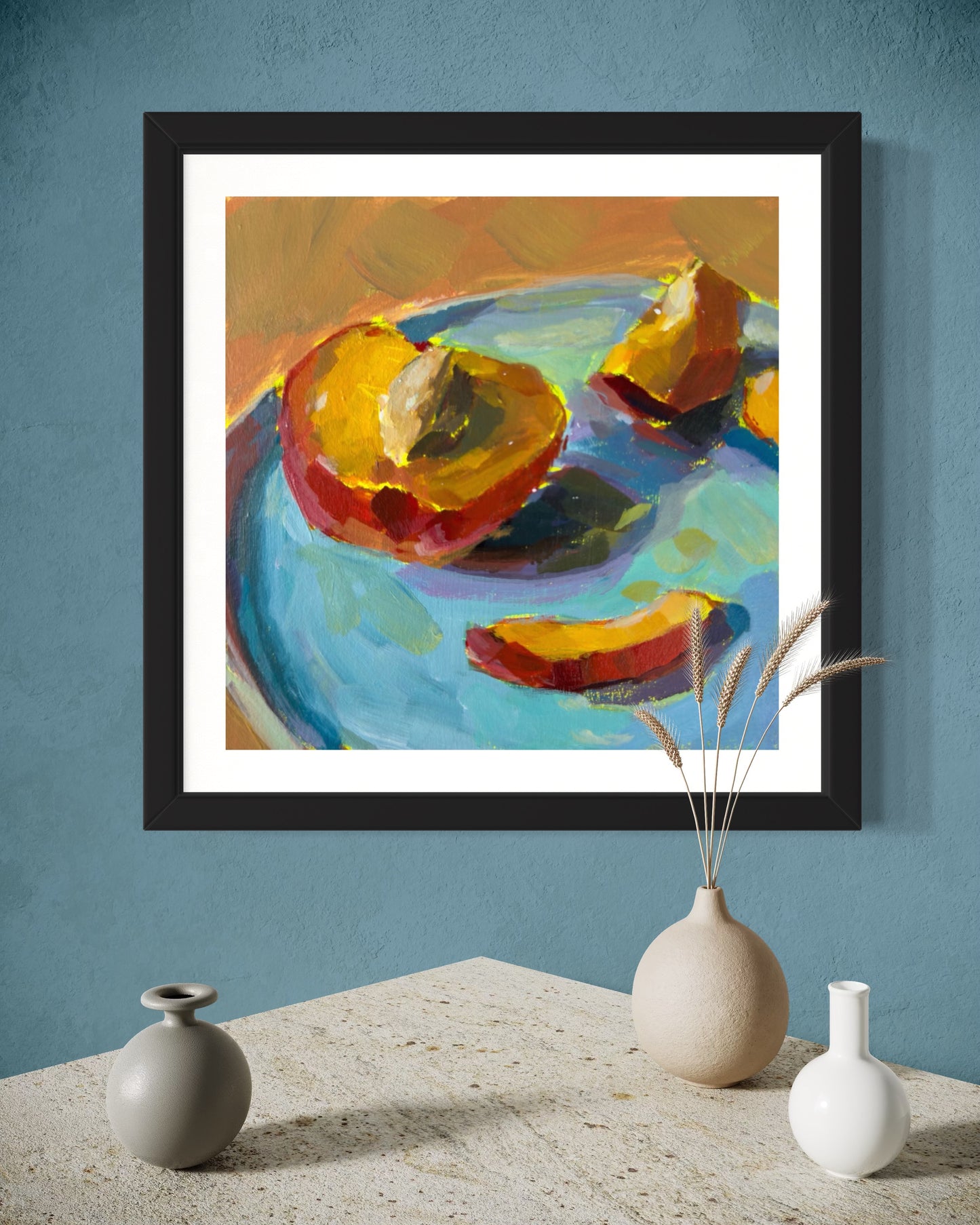 Peach Pit, Art Print, Square Print