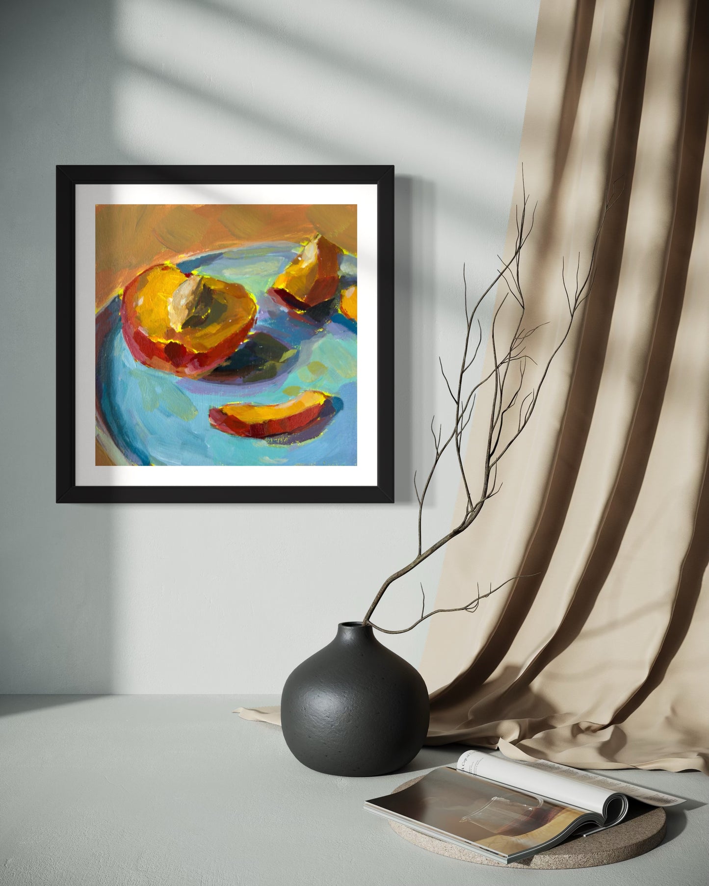 Peach Pit, Art Print, Square Print