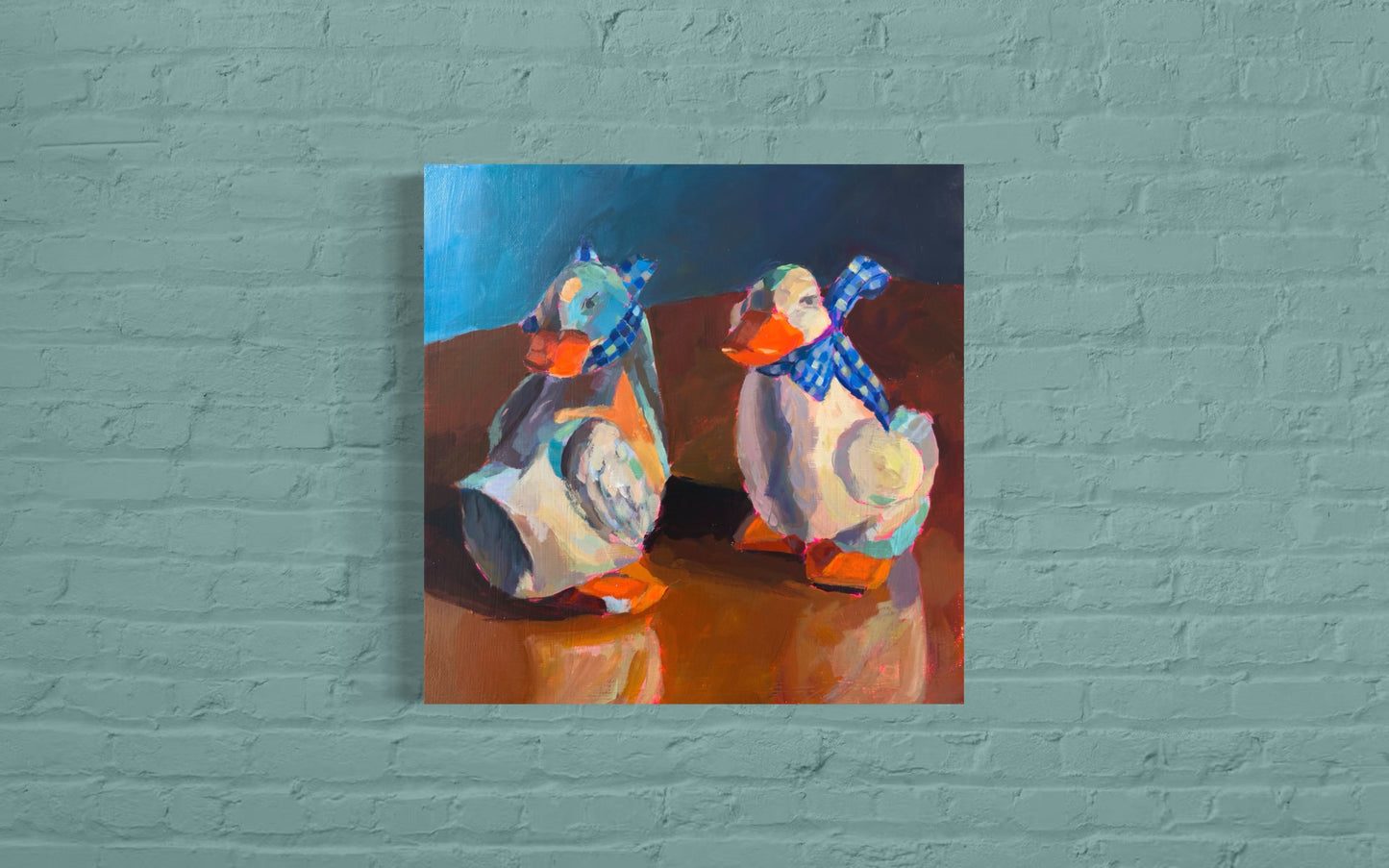 Geese Buddies, Original Acrylic on Canvas, 12 x 12