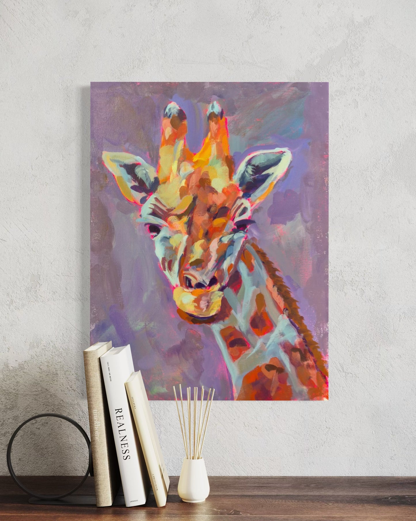 Giraffe Original Painting on Canvas, 12 x 16