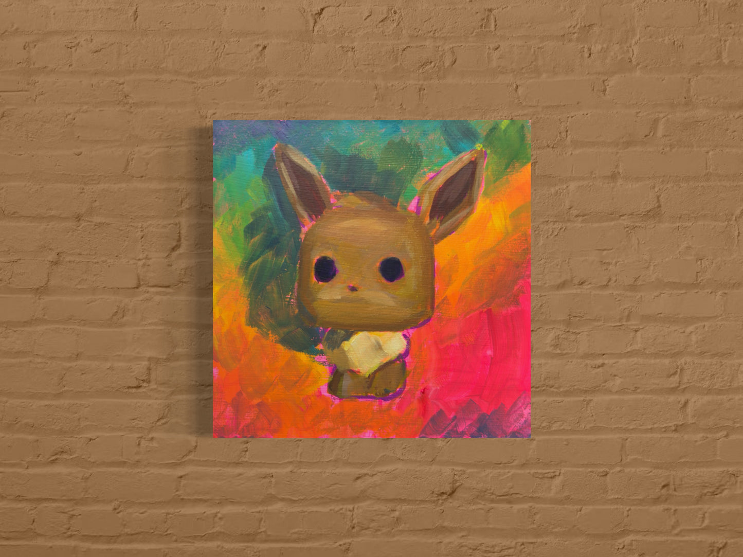 Eevee Figurines, 5x5, Acrylic on Illustration Board