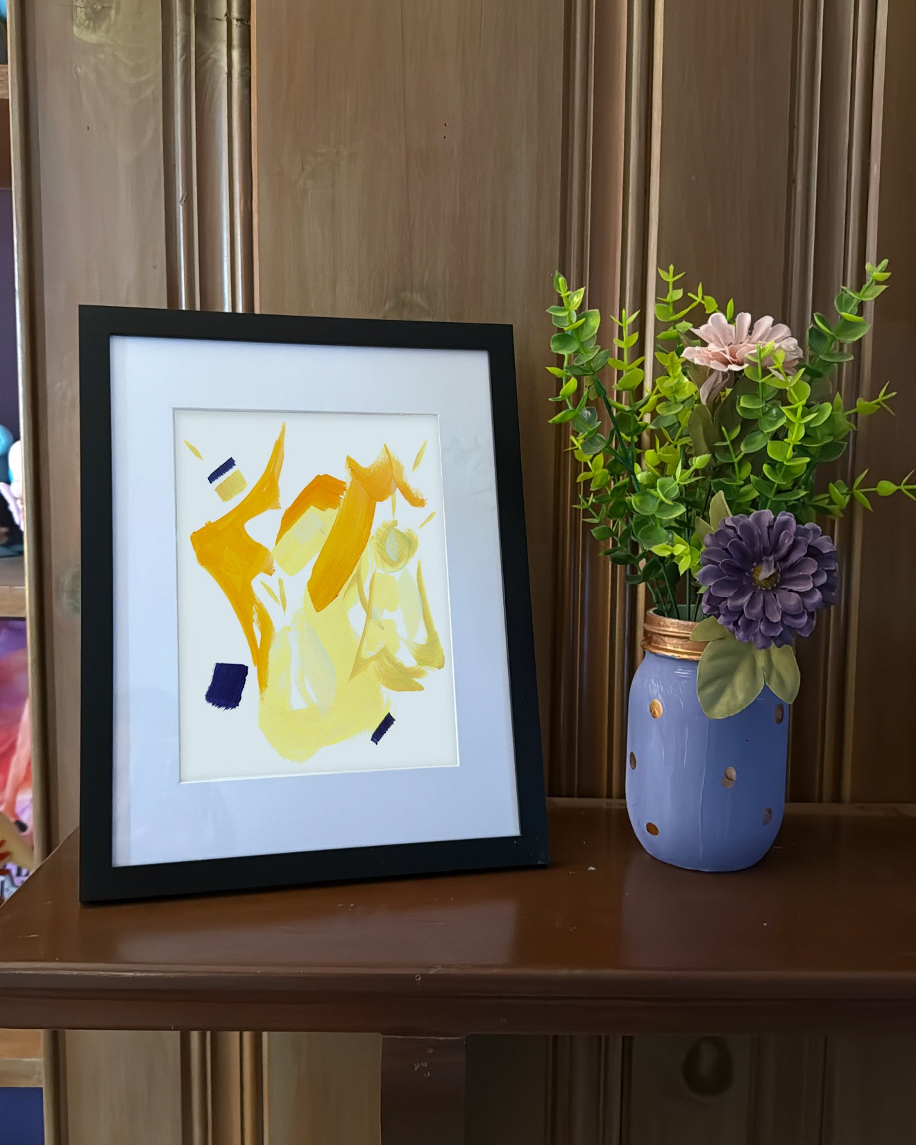 Patamon, Deconstructed Character, Framed Abstract Original, 8x5x11