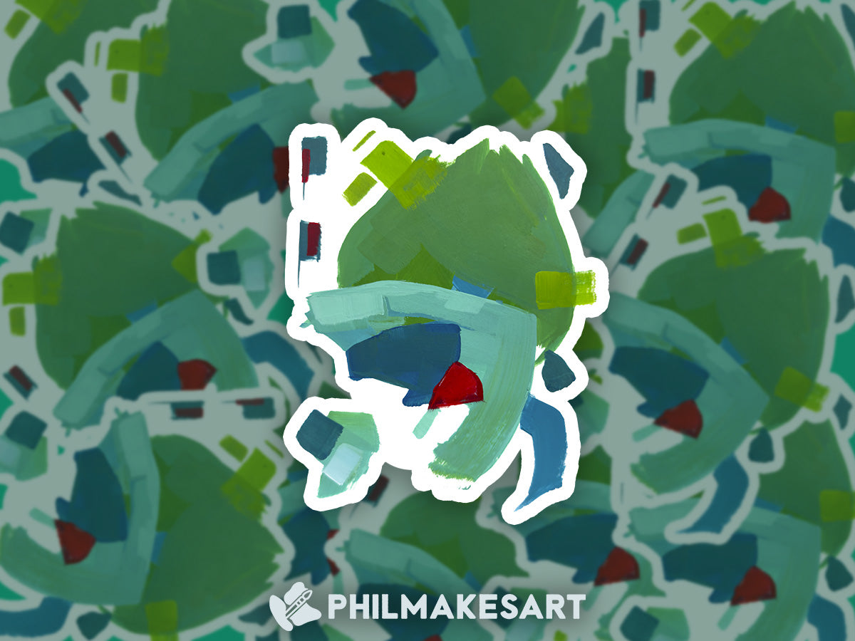 Abstract Bulbasaur, 3-inch Vinyl Sticker