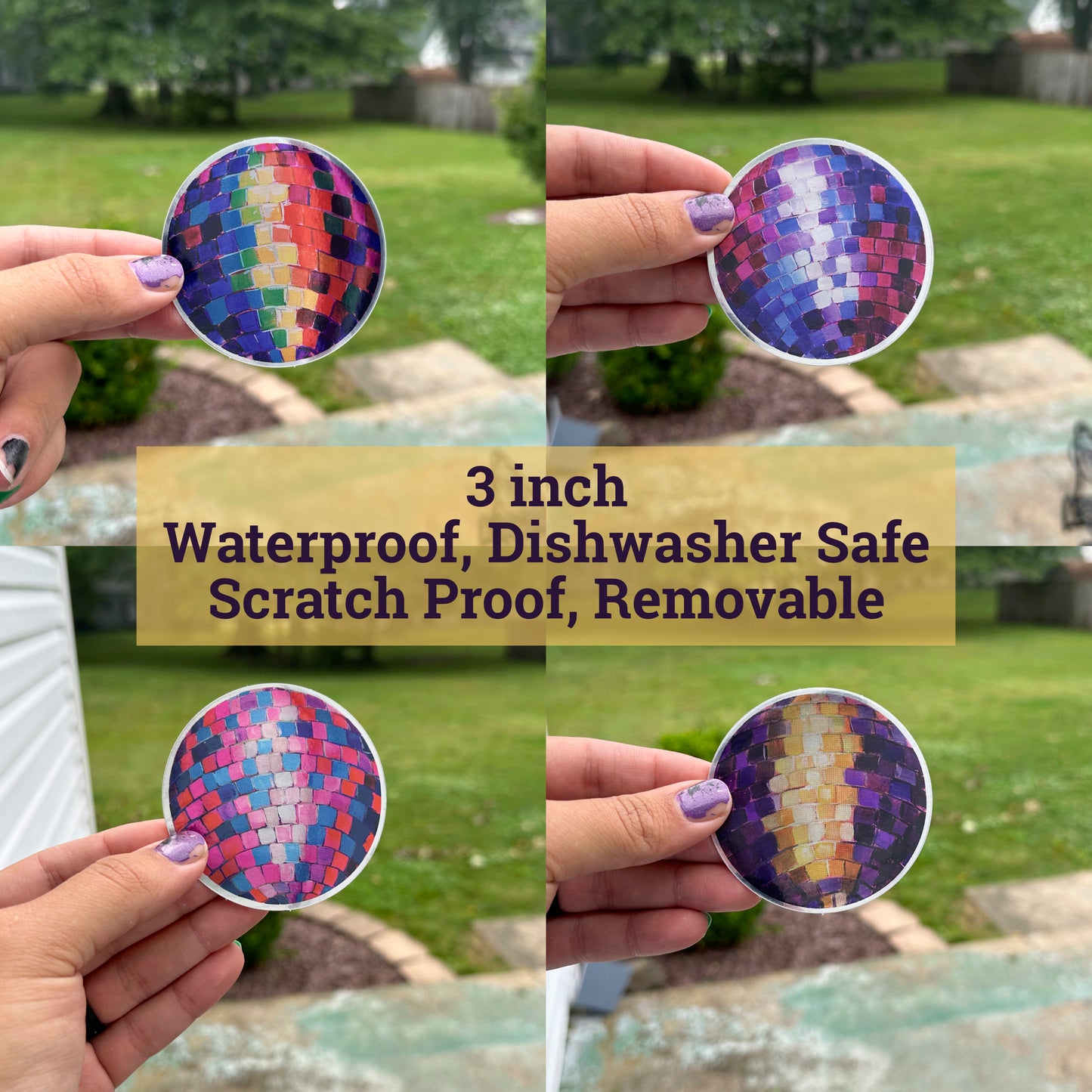 Disco Ball Stickers, Holographic Vinyl Sticker, 3 inch