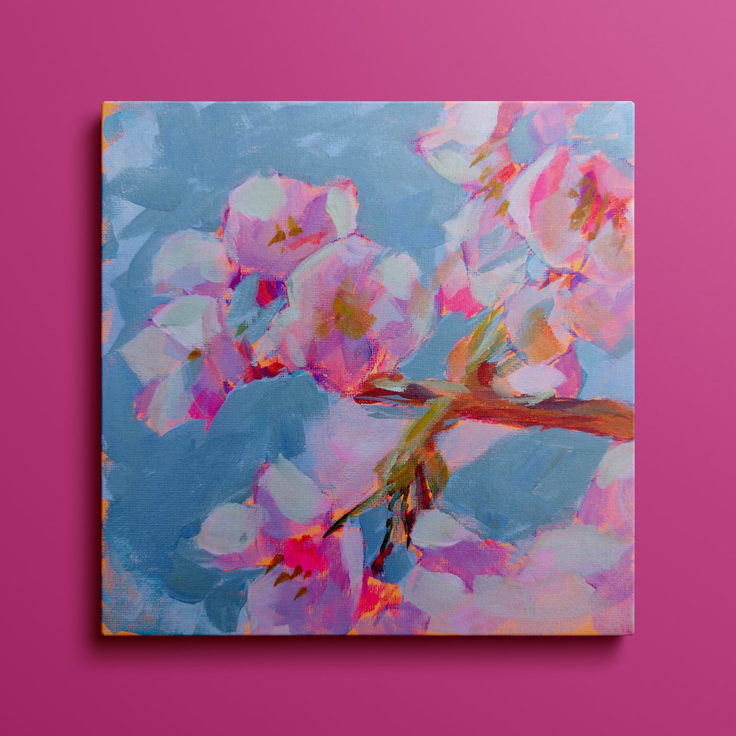 Floral 11 Original Painting on Canvas, 8 inch square