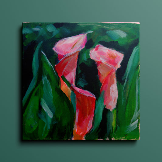 Floral 02 Original Painting on Canvas, 8 inch square