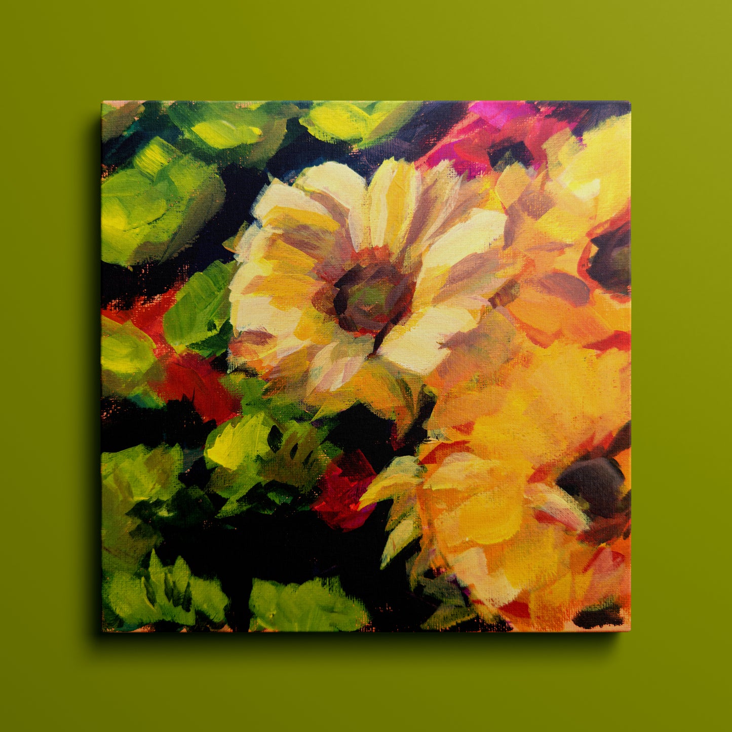 Floral 03 Original Painting on Canvas, 8 inch square