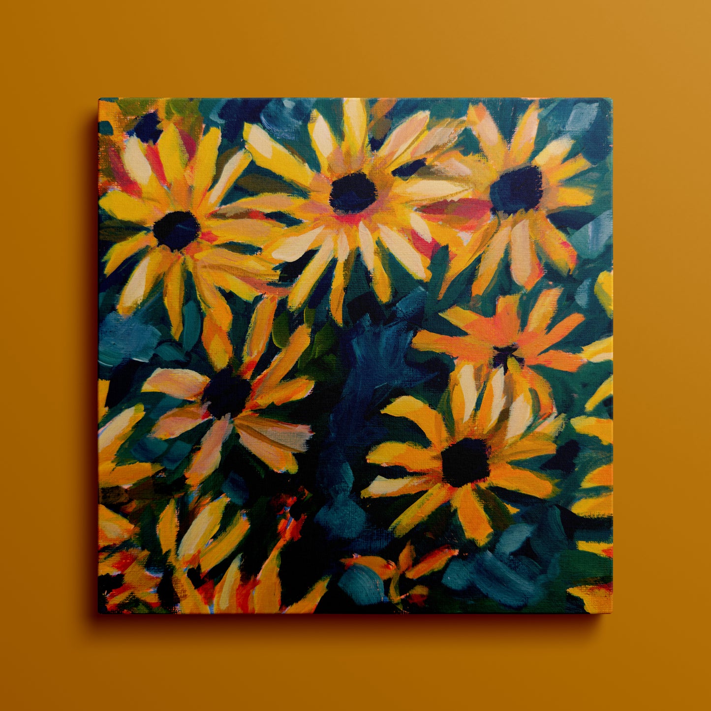 Floral 07 Original Painting on Canvas, 8 inch square