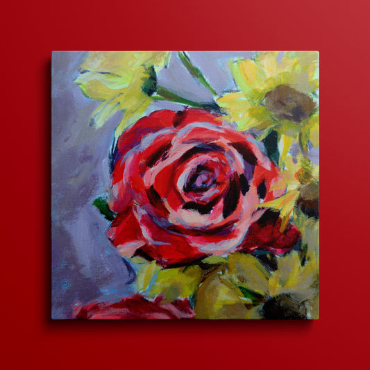 Floral 08 Original Painting on Canvas, 8 inch square