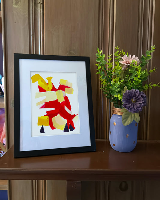 Fuecoco, Deconstructed Character, Framed Abstract Original, 8x5x11