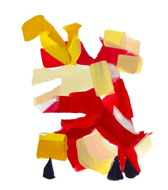 Fuecoco, Deconstructed Character, Framed Abstract Original, 8x5x11