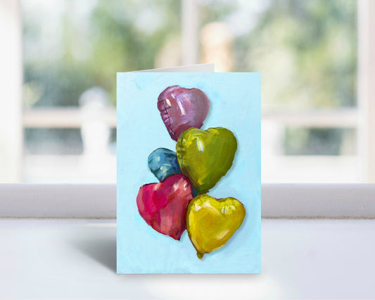 Heart Balloons, Blank 5 x7 Card with Envelope