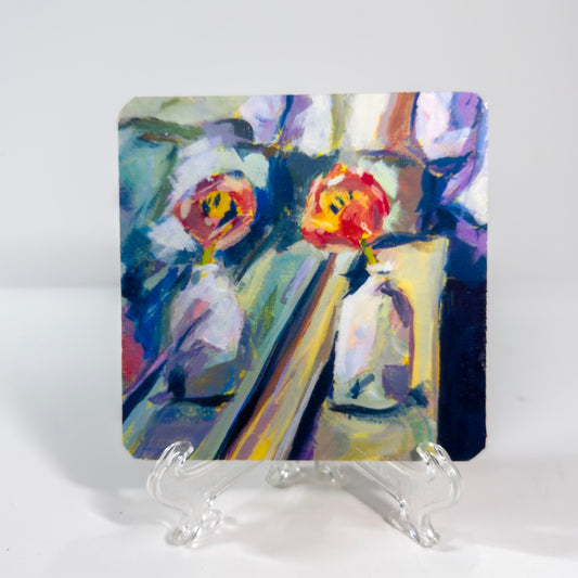 Reflecting Rose Square Coaster