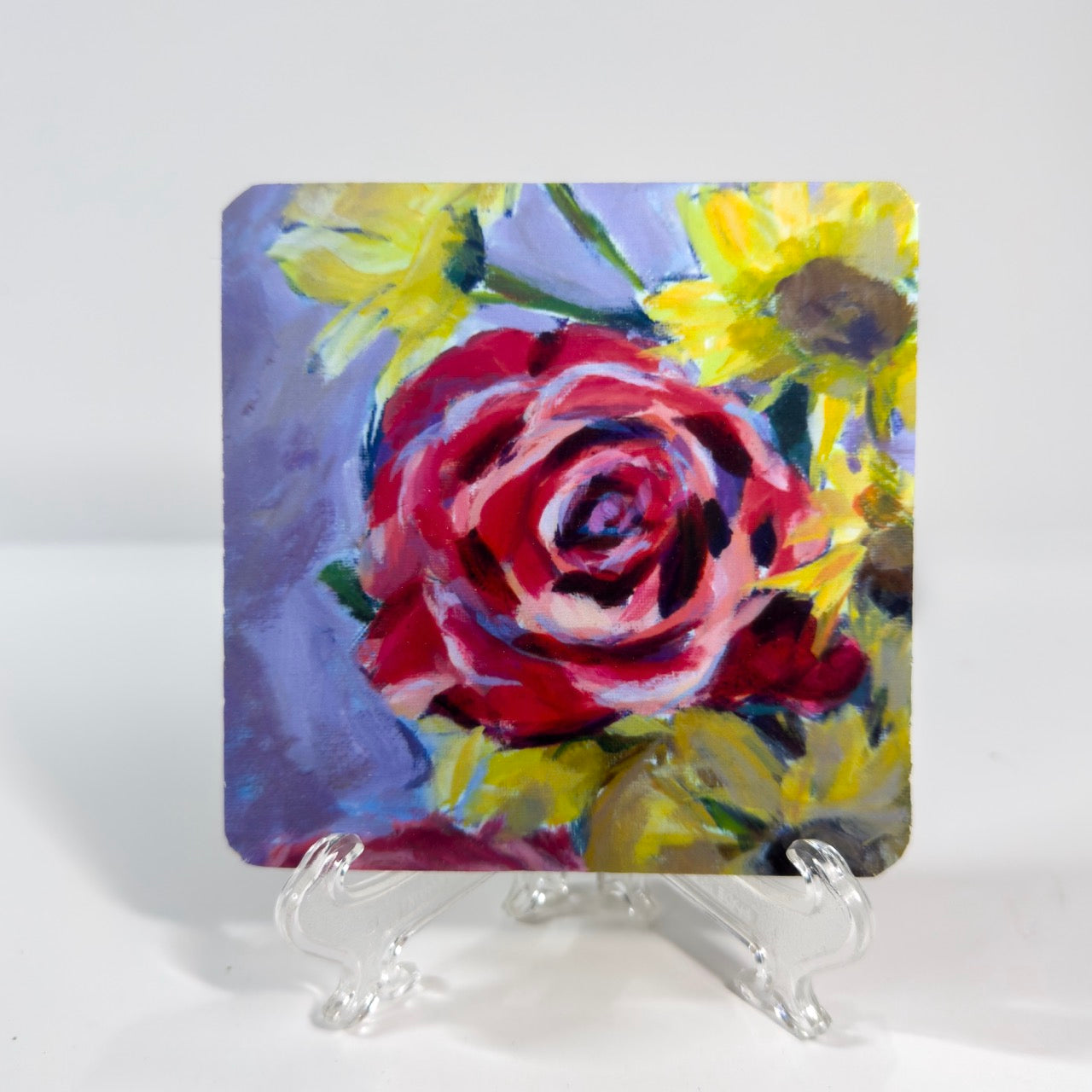 Large Rose and Sunflowers Square Coaster