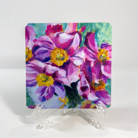 Purple/Pink Flowers Square Coaster