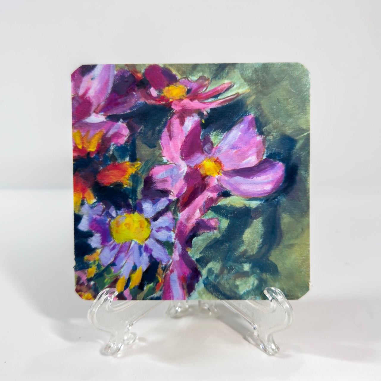 Purple Flowers Square Coaster