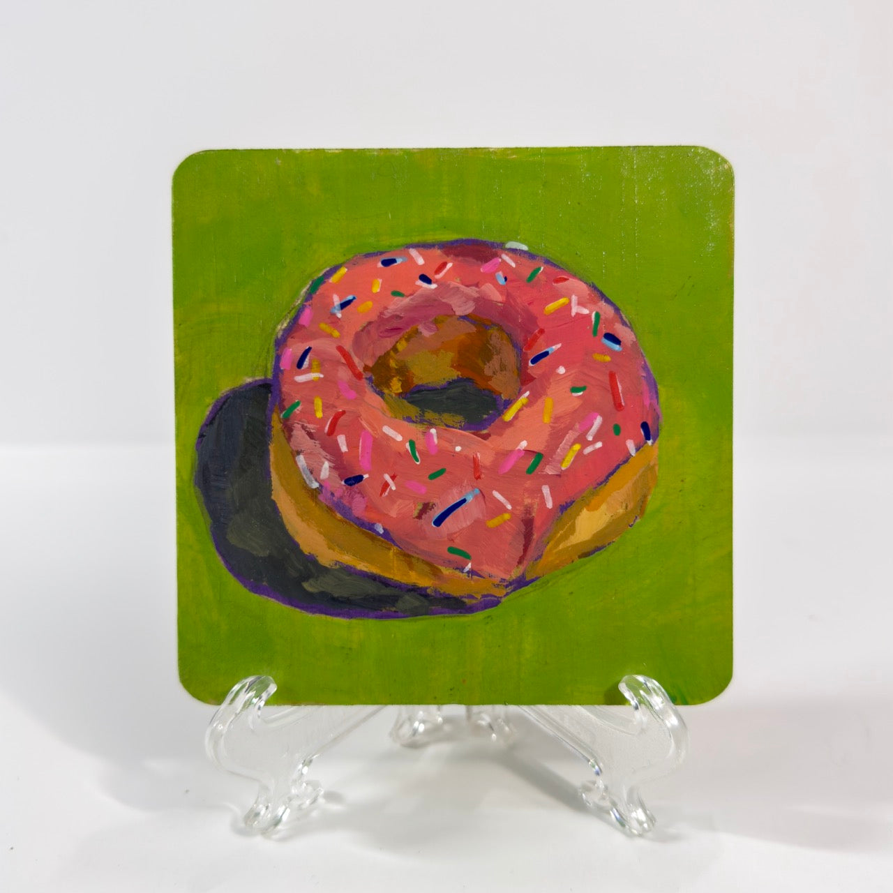 Donut Hand Painted Square Coaster Set, Set of 4