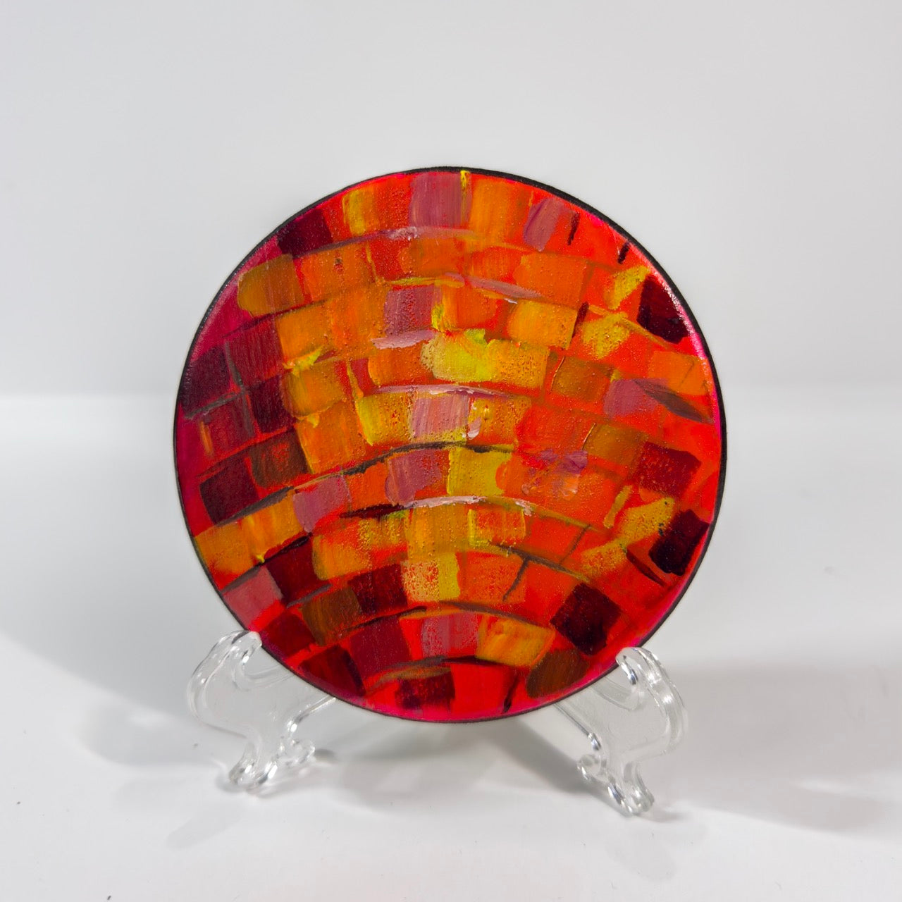 Fire Disco Ball Hand Painted Round Coaster