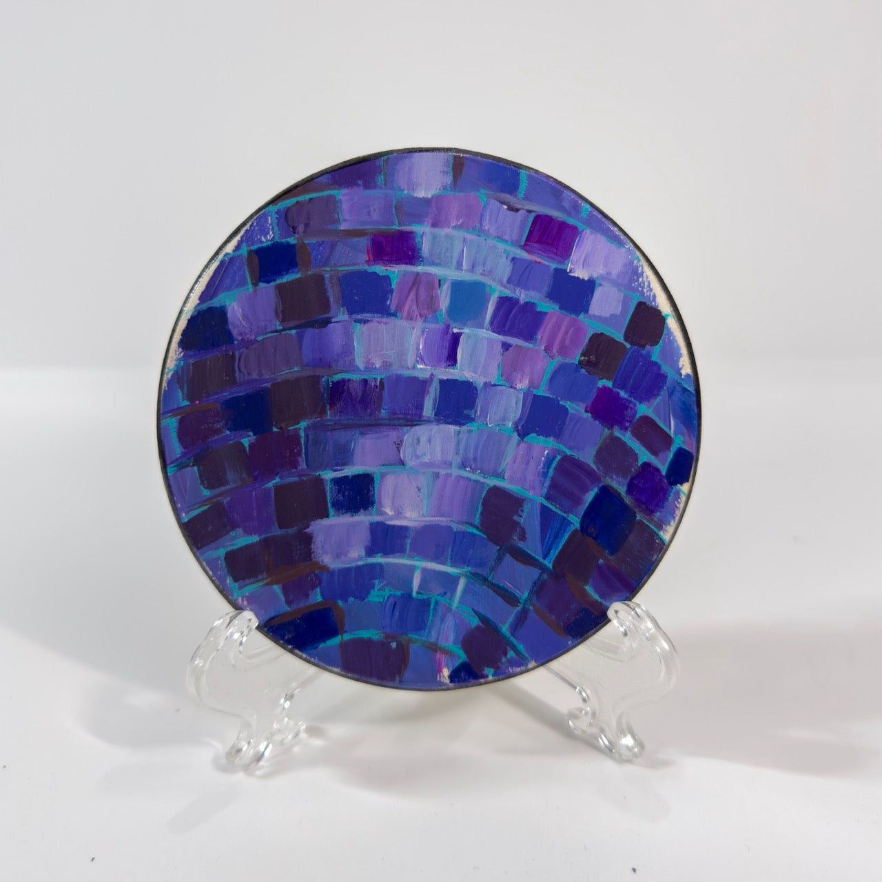 Violet Disco Ball Hand Painted Round Coaster