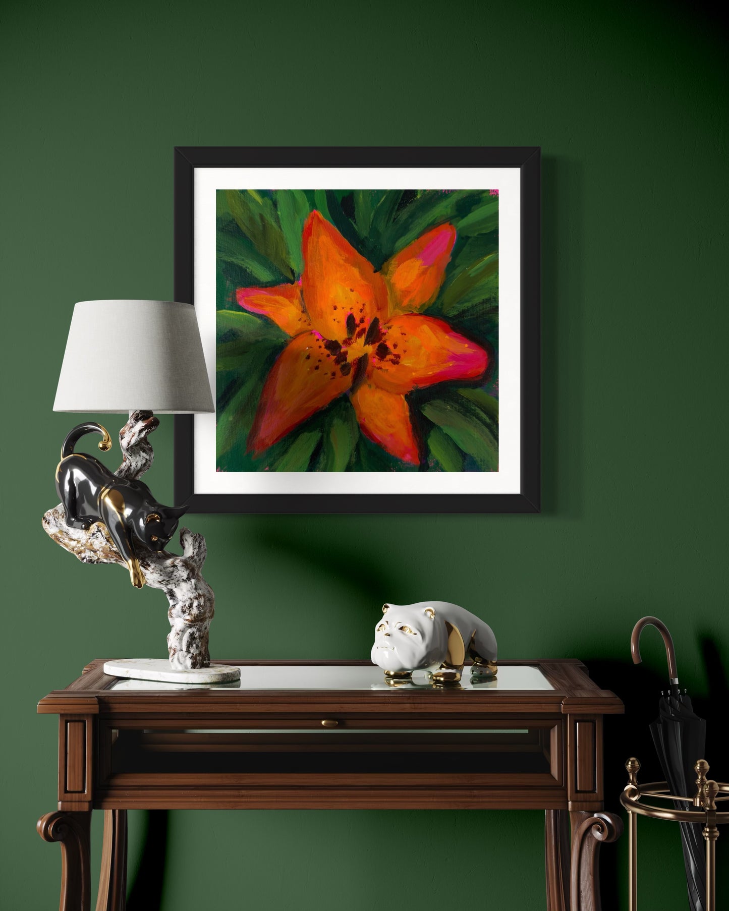 Red-Orange Flower, Art Print, Square Print