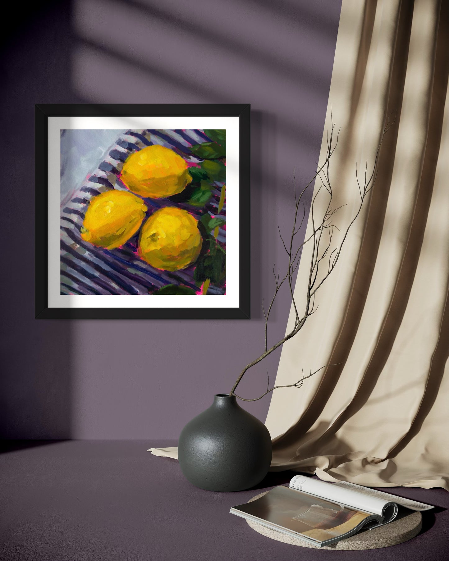 Lemon on Cloth, Art Print, Square Print