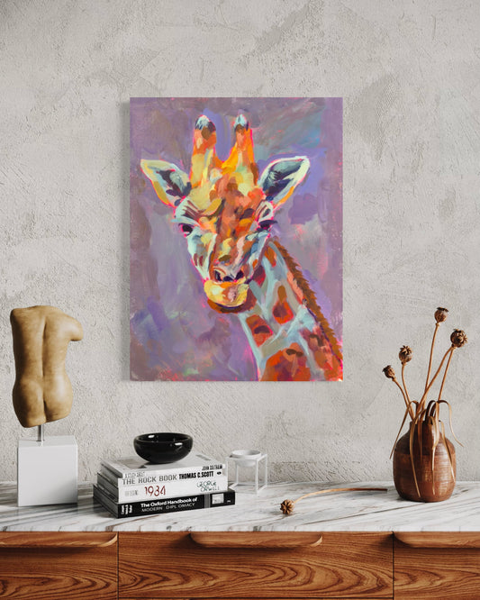 Giraffe Original Painting on Canvas, 12 x 16