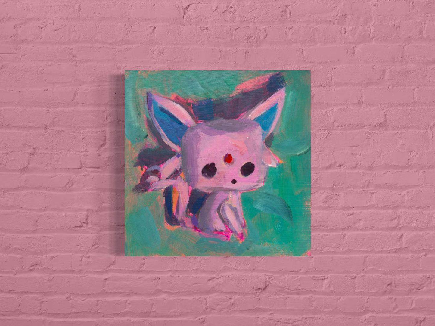 Eevee Figurines, 5x5, Acrylic on Illustration Board