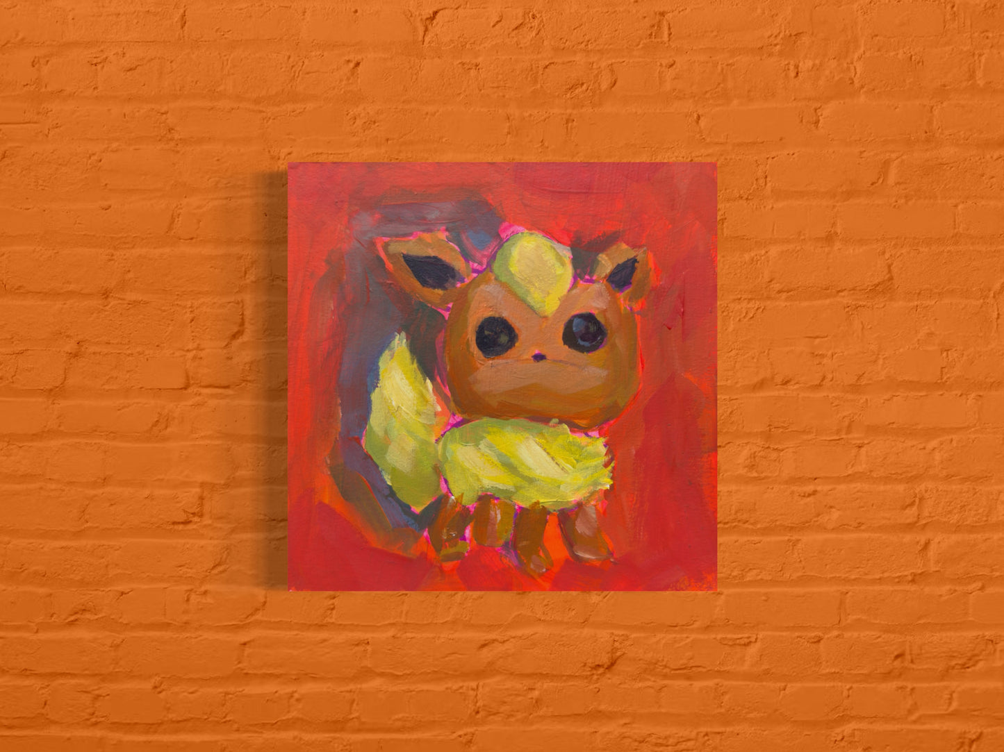 Eevee Figurines, 5x5, Acrylic on Illustration Board