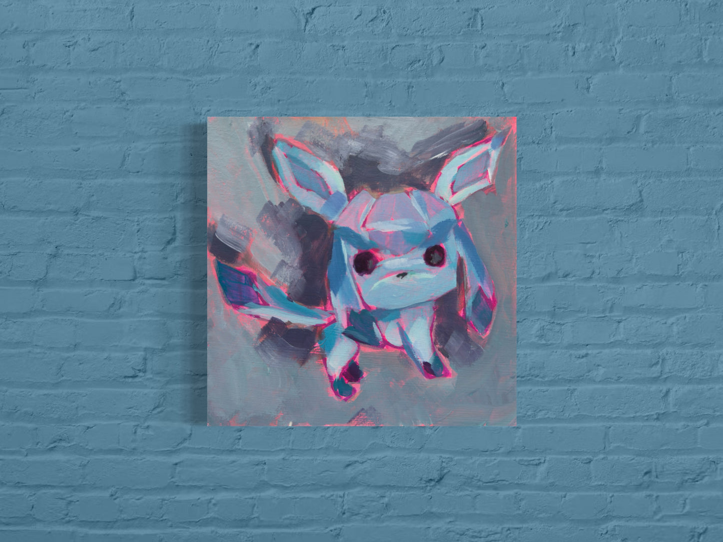 Eevee Figurines, 5x5, Acrylic on Illustration Board