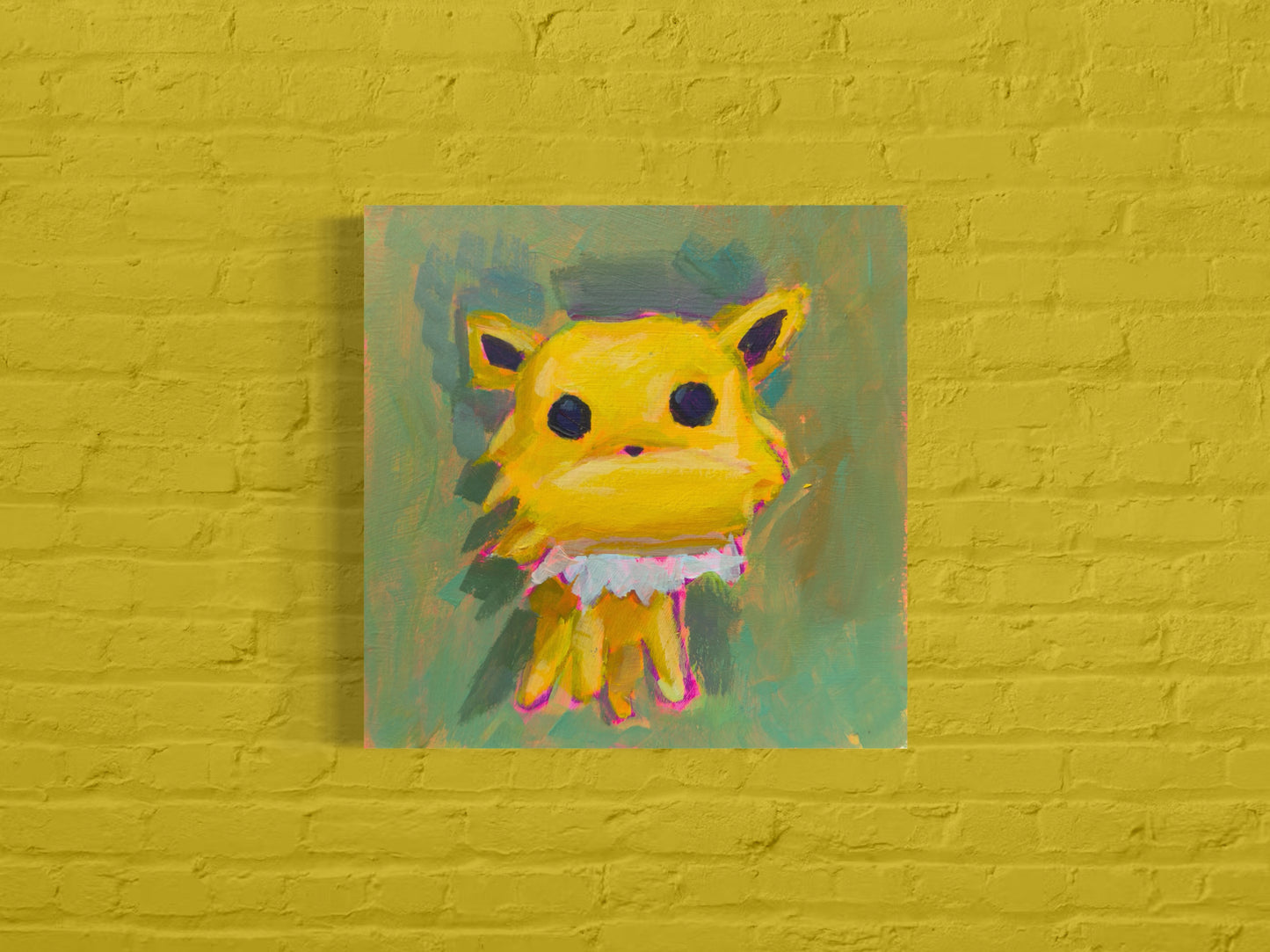Eevee Figurines, 5x5, Acrylic on Illustration Board