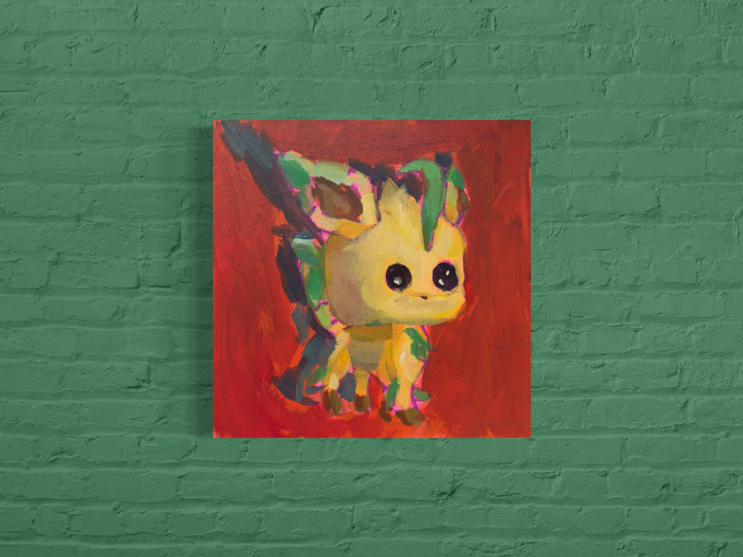 Eevee Figurines, 5x5, Acrylic on Illustration Board