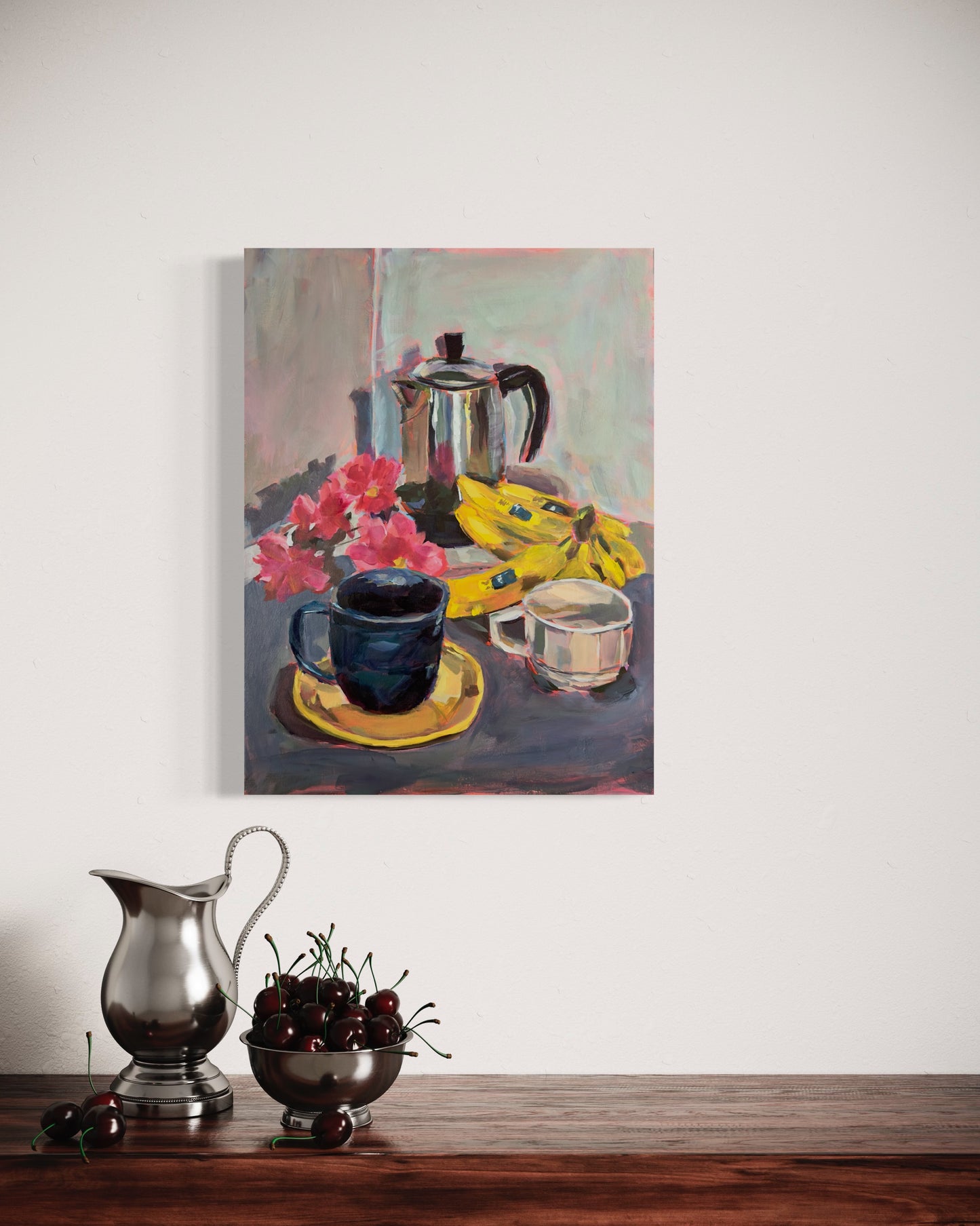 Still Life with Percolator Original Canvas Painting, 18 x 24