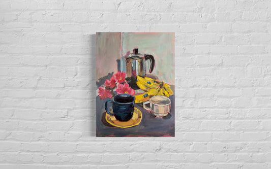 Still Life with Percolator Original Canvas Painting, 18 x 24