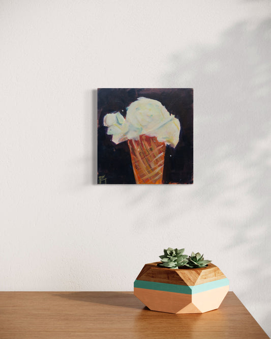 Ice Cream, Original Acrylic Painting on Illustration Board, 6 x 6