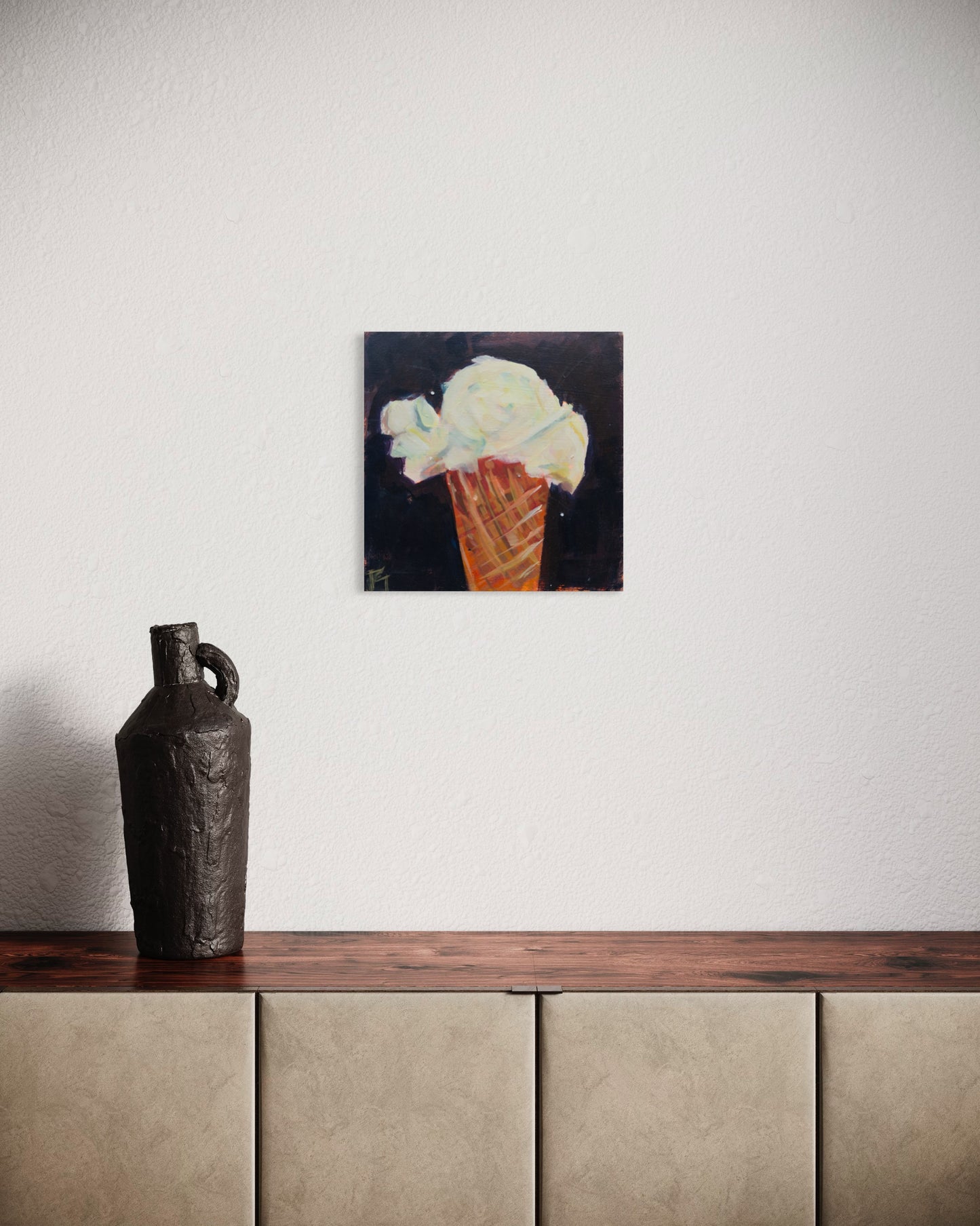 Ice Cream, Original Acrylic Painting on Illustration Board, 6 x 6