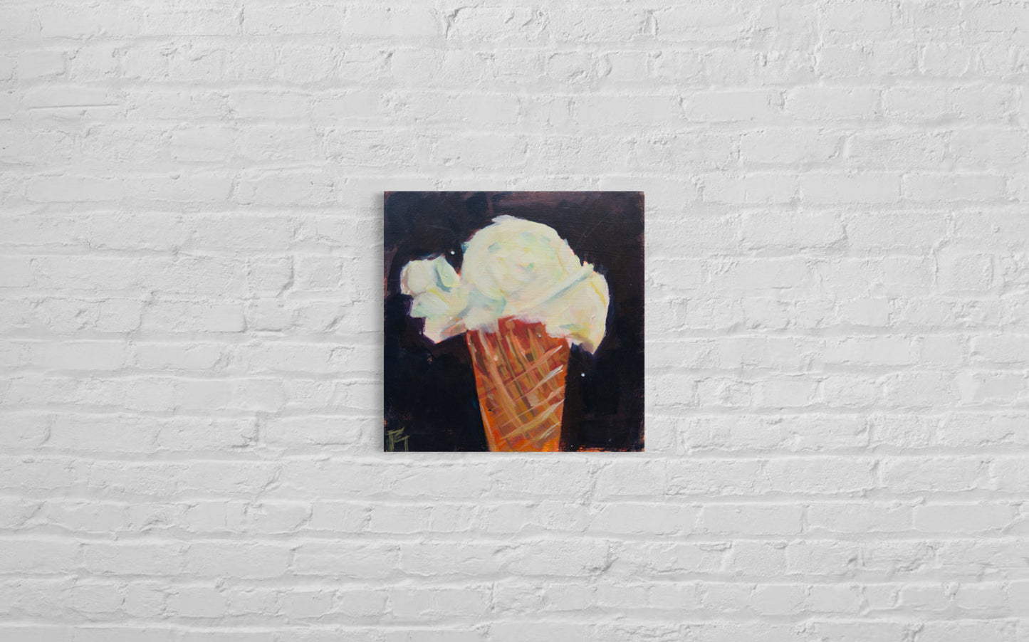 Ice Cream, Original Acrylic Painting on Illustration Board, 6 x 6