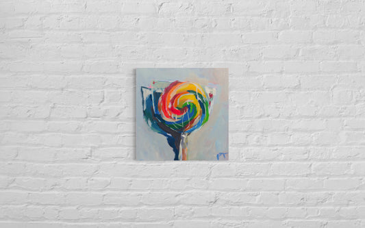 Lollipop, Original Acrylic Painting on Illustration Board, 6 x 6