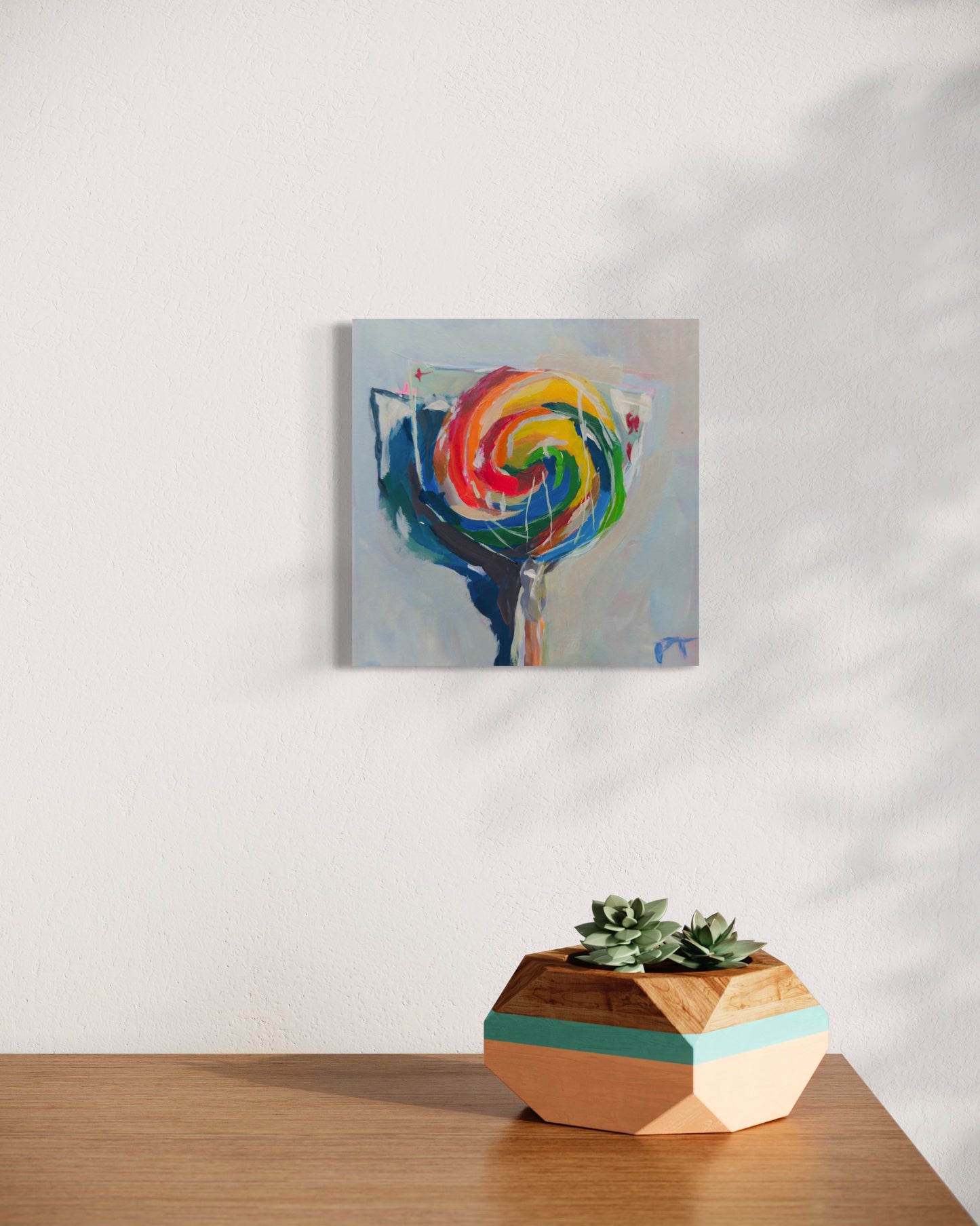 Lollipop, Original Acrylic Painting on Illustration Board, 6 x 6