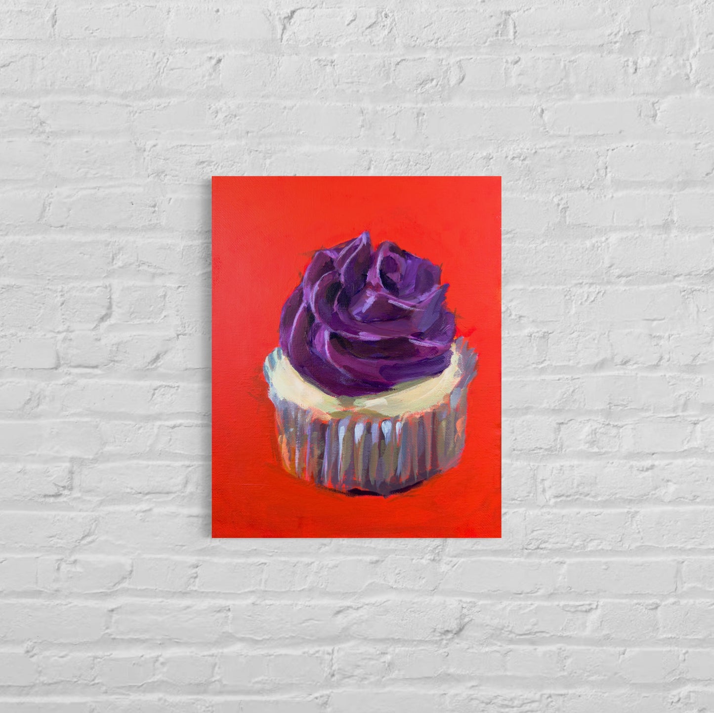 Cupcake with Purple Icing, 8 x 10 Acrylic on Canvas