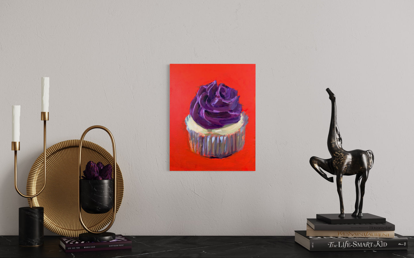 Cupcake with Purple Icing, 8 x 10 Acrylic on Canvas