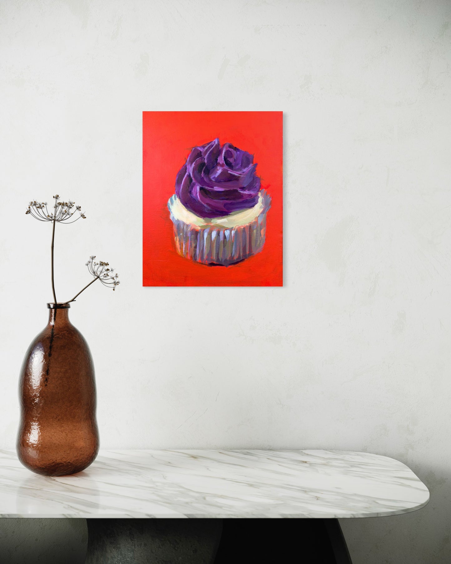 Cupcake with Purple Icing, 8 x 10 Acrylic on Canvas