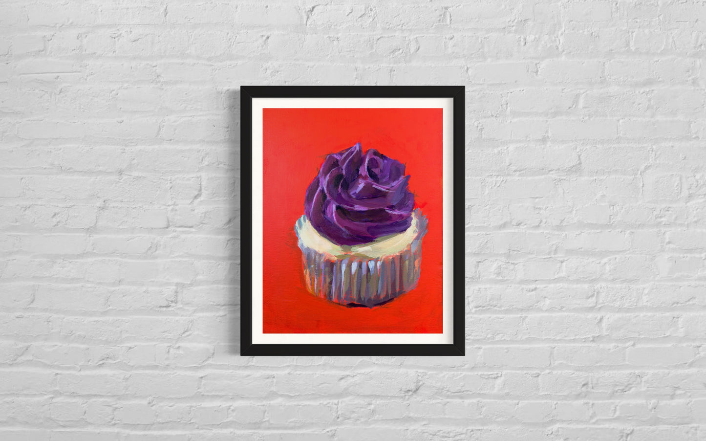 Cupcake with Purple Icing, 8 x 10  Art Print