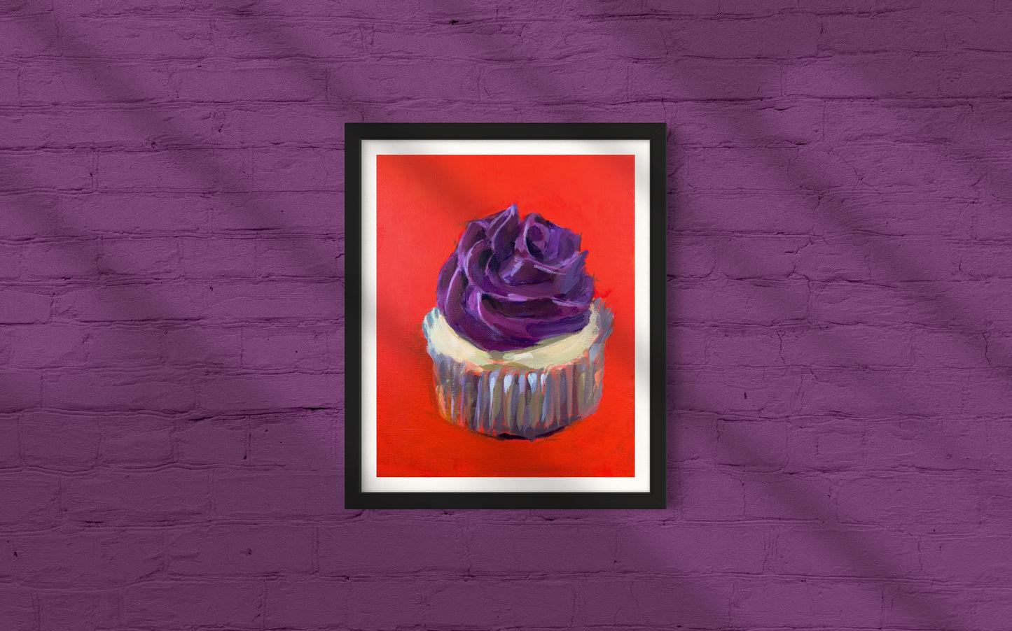 Cupcake with Purple Icing, 8 x 10  Art Print