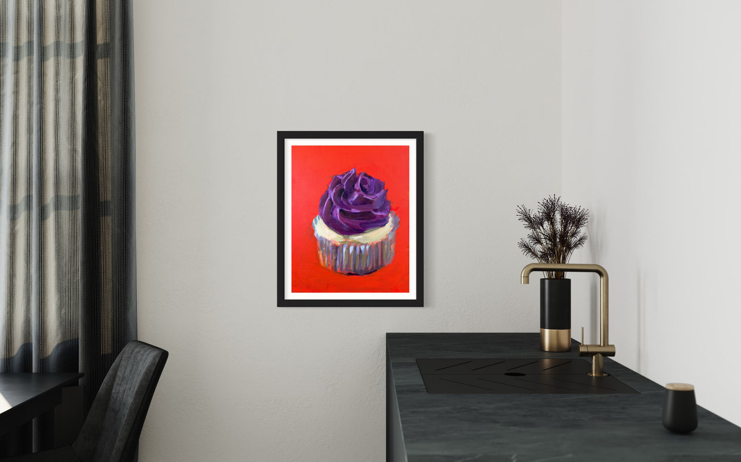 Cupcake with Purple Icing, 8 x 10  Art Print