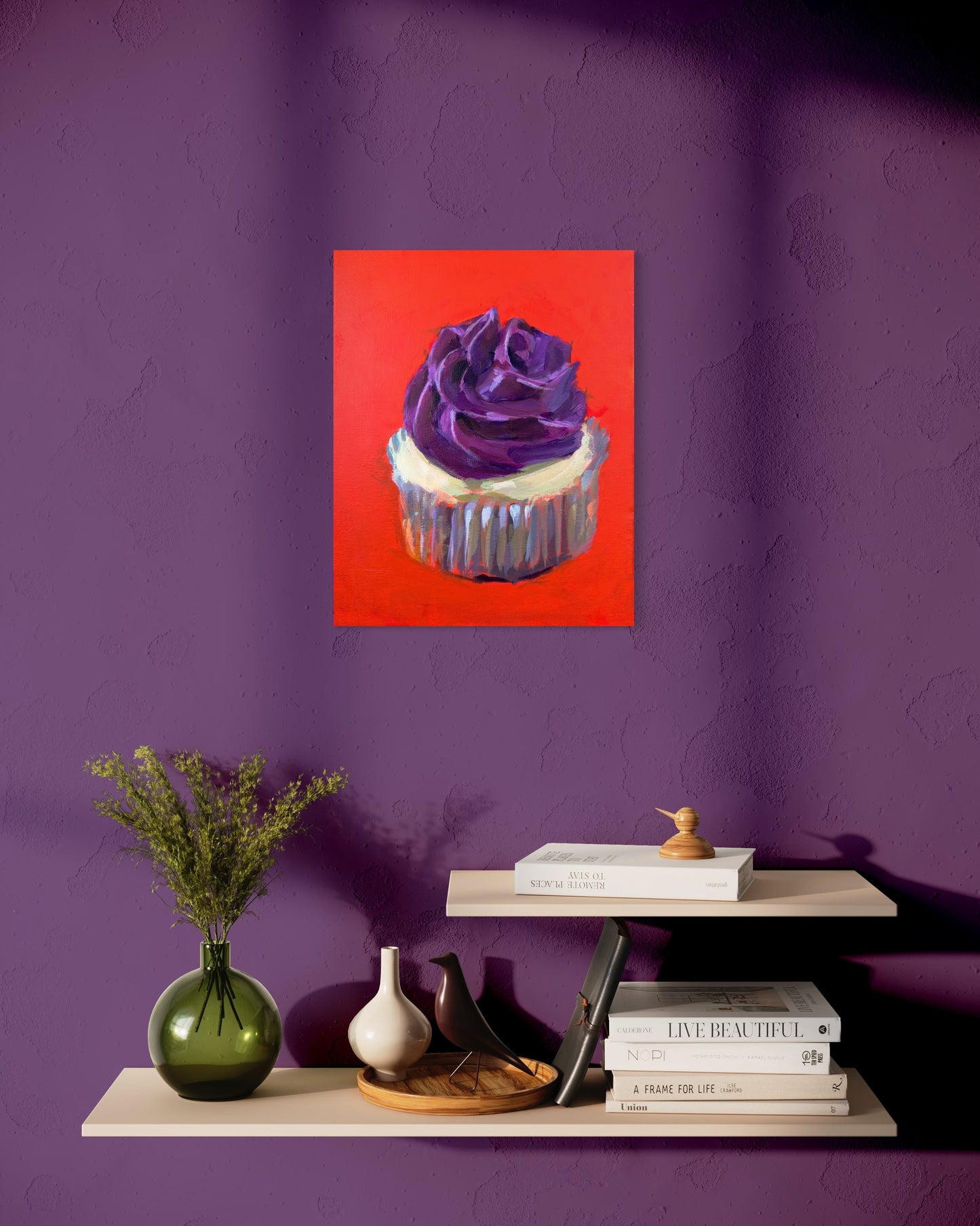 Cupcake with Purple Icing, 8 x 10 Acrylic on Canvas