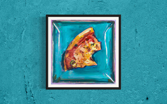 Hot Pepper and Pineapple Pizza on a Square Plate, Art Print, Square