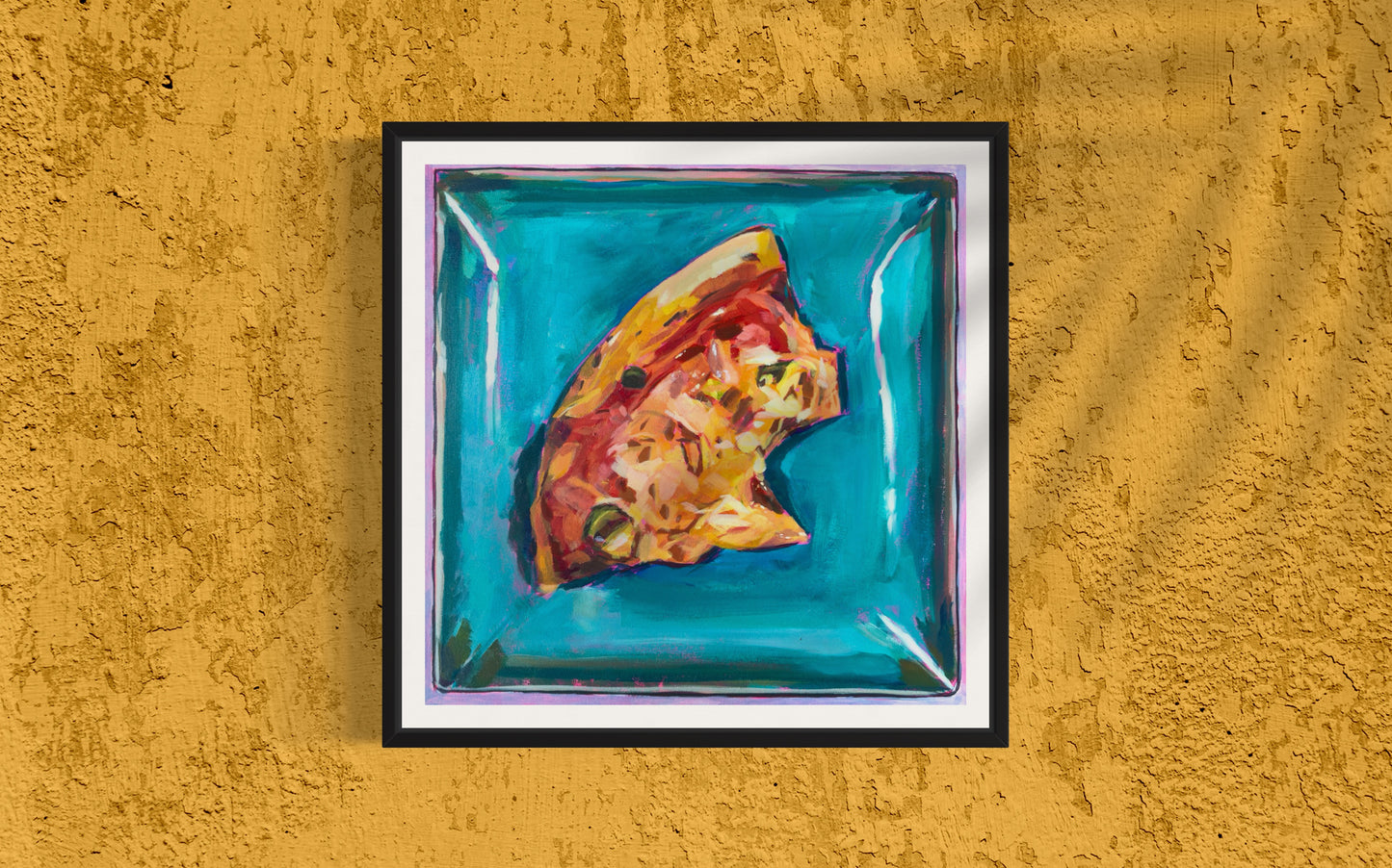 Hot Pepper and Pineapple Pizza on a Square Plate, Art Print, Square